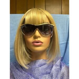 Bebe Women’s Oversized Shield Sunglasses –Gold Metal w Rhinestone Accents –(NWT)